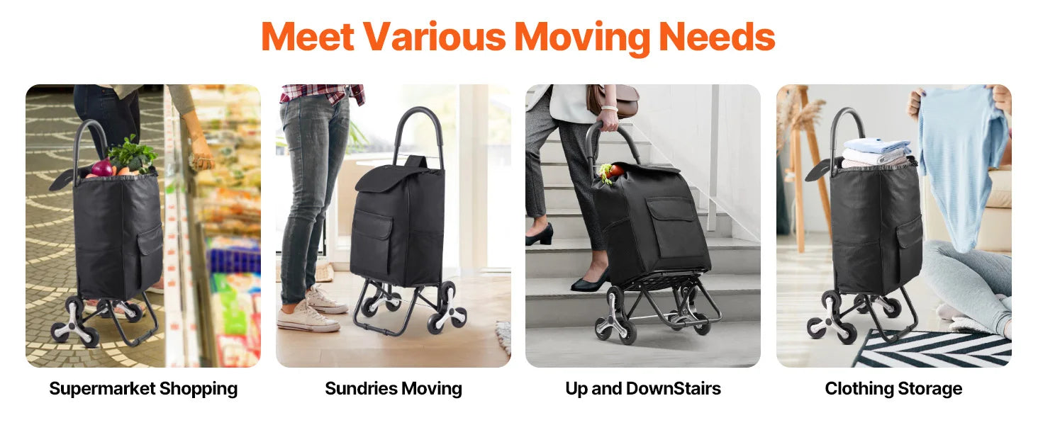 Foldable Stair Climbing Shopping Cart 36L Heavy Duty Trolley