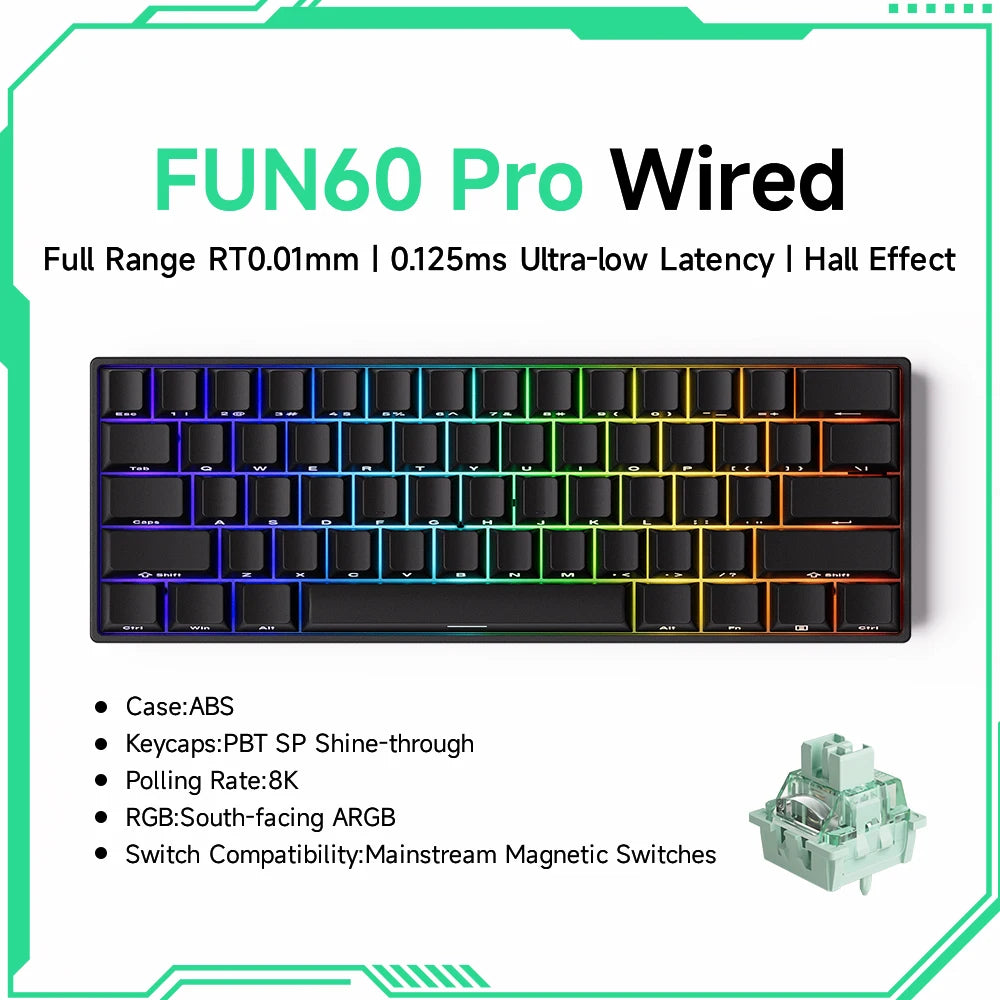 60% Magnetic Switch Gaming Keyboard with Rapid Trigger & 8K ARGB