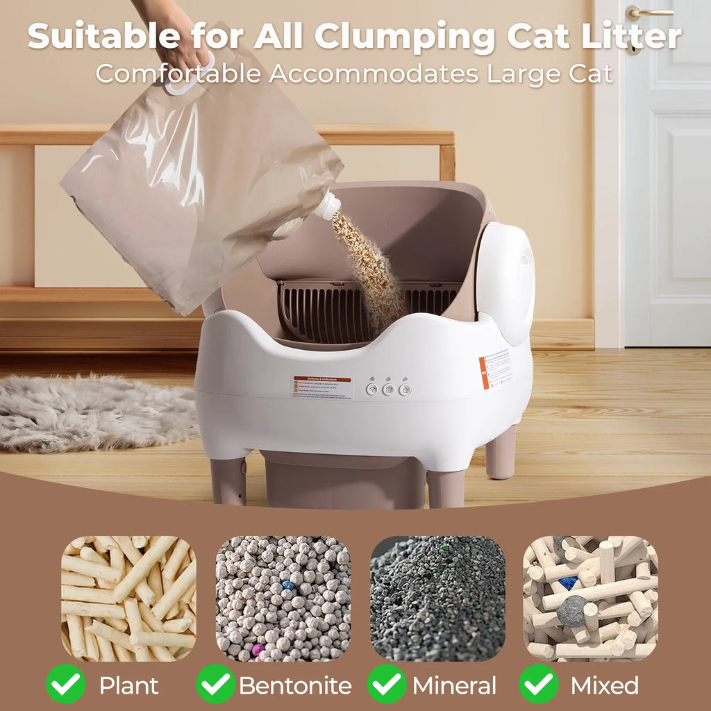 Smart Self-Cleaning Cat Litter Box with App Control & Odor Control