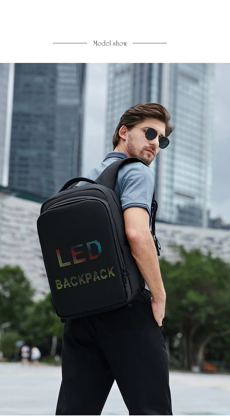 Smart LED Display Laptop Backpack for Travel & School (15.6")