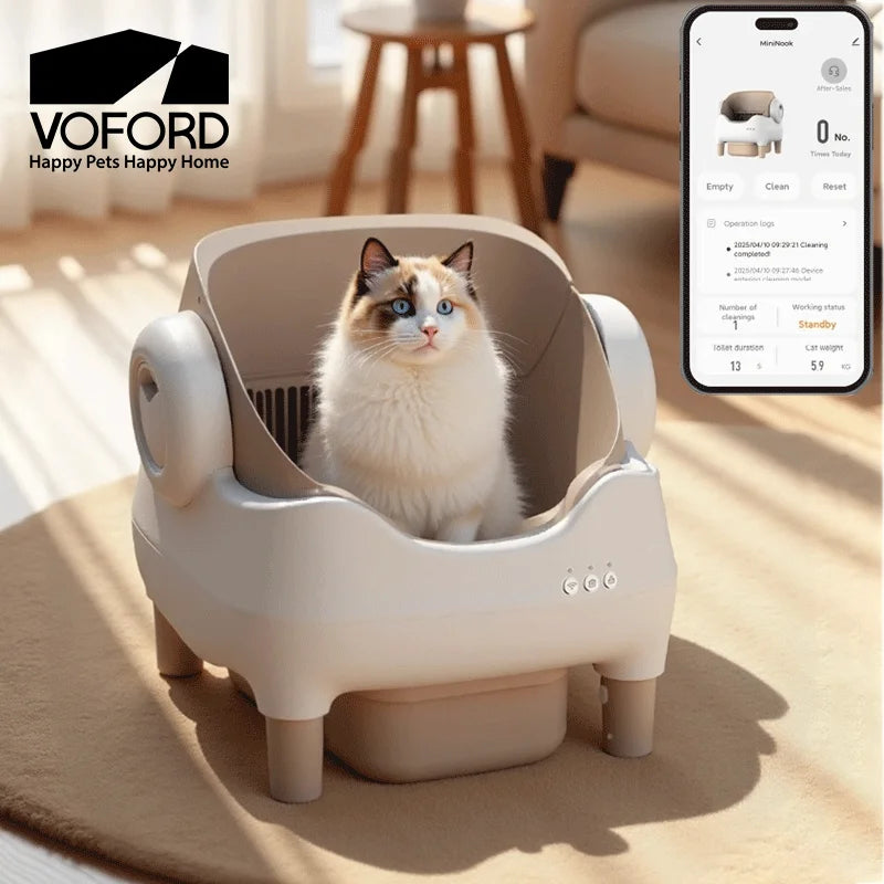 Smart Self-Cleaning Cat Litter Box with App Control & Odor Control