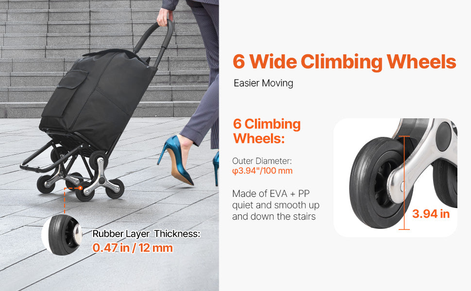 Foldable Stair Climbing Shopping Cart 36L Heavy Duty Trolley